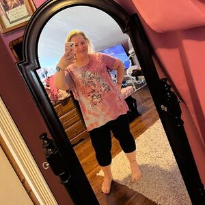 C. D. Daniels Pink Blue Top Floral Tie Dyed 3XL